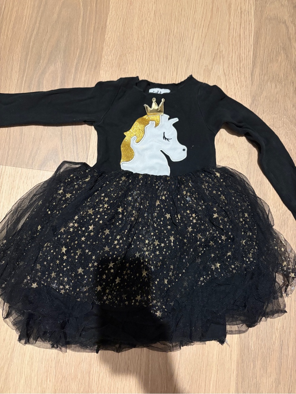 Lola + The Boys Black and Gold Unicorn Tulle Dress